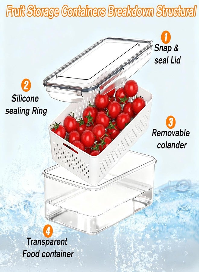 KUK 5 Pack Fruit Storage Containers for Fridge, Leakproof Food Storage Containers with Removable Colander, Fruit Containers for Fridge BPA Free Produce Containers Keep Vegetables Berry Meat Fresh Longer - Image 3